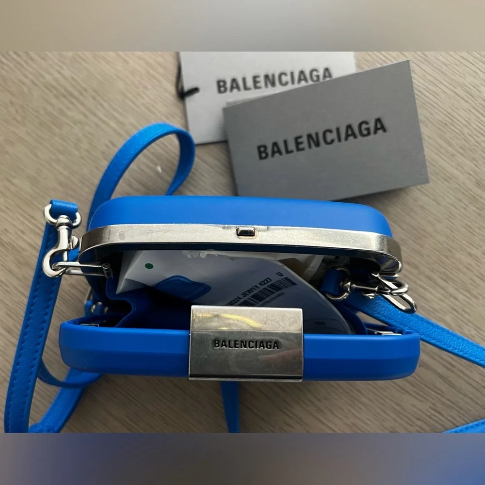 NWT Balenciaga Royal Blue Mini Lunch Box Hard Case ($600+ on other sites) - Picture 2 of 5